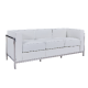 Sofá de 3 plazas modelo LOBBY acero inoxidable tapizado en similpiel blanca 70 x 183 x 68 cm
