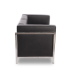 Sofá de 3 plazas modelo LOBBY acero inoxidable tapizado en similpiel negra 70 x 183 x 68 cm