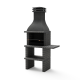 MOVELAR - Barbacoa de Obra Prefabricada para Leña y Carbón Modelo BBQ Taos Plus con Soporte Lateral Corto (Gris oscuro - 110 x 58 x 214 cm) REF: M01020